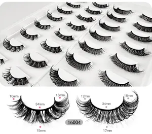 Tabella dettagliata delle taglie di ciglia finte russe D curl con misure 10-18 mm