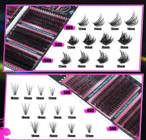 Λεπτομέρεια για βλεφαρίδες D-curl DIY σε πυκνότητες 30D έως 100D και μήκη 12-18 mm