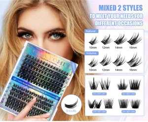 Detail of 156pcs DIY eyelash clusters with D curl effect in 10-16mm length