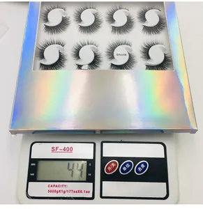 Short 8 pairs of 3D synthetic false eyelashes in silver holographic packaging weighing 44g
