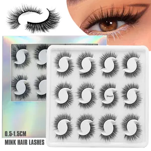 Natural Voluminous False Eyelashes Synthetic Fiber Crisscross Lashes Set With Holographic Laser Packaging For Women Beauty