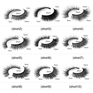 Set of 9 natural multi-layer thick false eyelashes styles with 7-35mm length details