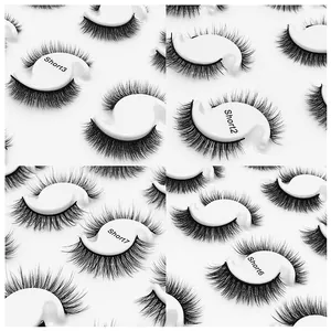 Short multilayer thick fiber false eyelashes set in various styles with s-shaped trays