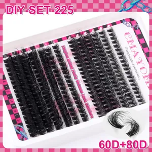 Λεπτομέρεια DIY βλεφαρίδων με μικτό όγκο 60D/80D και μήκη 10-16mm για φυσικό αποτέλεσμα