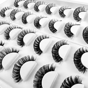Set di 16 paia di ciglia finte russe DD curl folte in fibra sintetica professionale