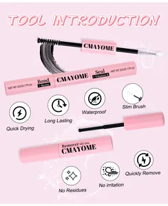 Wimper Bond, Seal en Remover set met Biotine en Vitamine E in roze verpakking