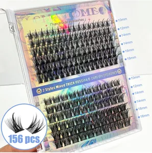 156 pieces of Russian D-Curl DIY cluster lashes kit with 10-16mm mixed lengths