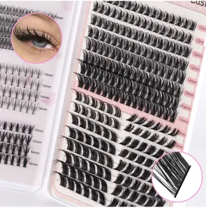 Detail view of voluminous cluster eyelashes in 10-16mm lengths for a dramatic eye look