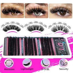 Σετ βλεφαρίδων Mix Cluster με D-Curl και μήκη από 12mm έως 18mm σε μεγάλη συσκευασία