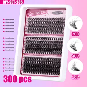Detailed view of DIY individual lashes set with 10mm to 18mm lengths and D curl volume