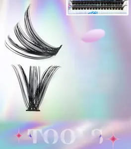 Detail view of 16mm D curl cluster eyelashes with an ultra-thin stem design