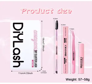 Wimperkit met DIY-wimpers, bond en seal lijm, roze pincet en borstelhulpmiddel set