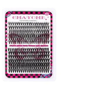 DIY cluster lash kit with 10mm to 16mm synthetic fluffy eyelash extensions in tray