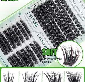 Detailed close-up of mixed cluster eyelashes featuring D-curl style and 12mm length