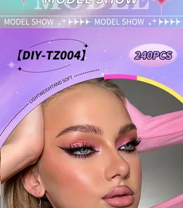 Close-up of lightweight and soft DIY segmented false eyelashes on model for a natural look
