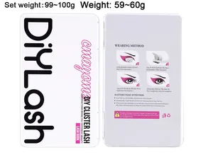 Front and back packaging view of DIY cluster lash book with detailed wearing instructions