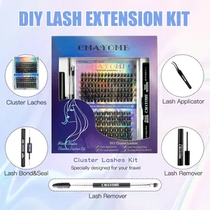 DIY Segmented False Eyelashes Russian D Curl Mixed Length Clusters With Bond Seal Glue Remover Tweezers Brush Professional Makeup Tools For Women