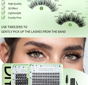 Detailed 3D cluster eyelashes set with 10-16mm lengths and light volume finish