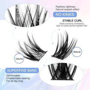 DIY cluster eyelash extension kit with superfine band and stable curl feathery lashes