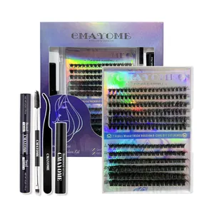 DIY eyelash extension kit with 30D/40D clusters, dual-ended bond and seal, plus tools