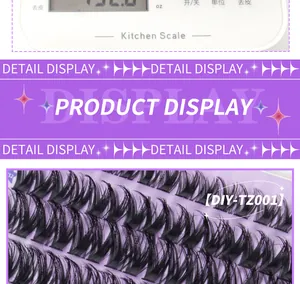 Set ciglia finte individuali DIY in scatola viola con strumento di misura preciso