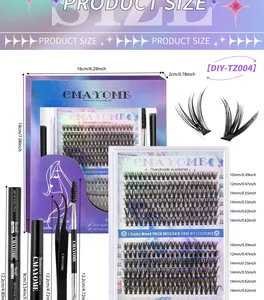 DIY eyelash extension kit with 10-16mm lash clusters bond seal and remover tools