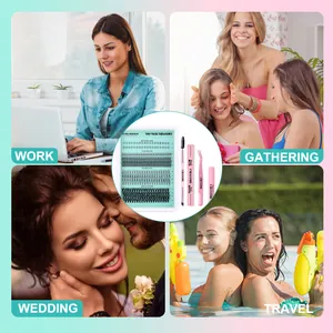 Kit completo de extensión de pestañas DIY con pegamento y removedor profesional
