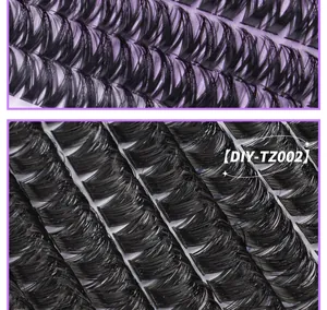 Macro di ciglia finte a ciuffetti DIY-TZ002 con fibre ad alta densità nere