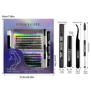 Professional DIY eyelash extension kit with 30D 40D cluster lashes and tools set