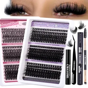 DIY Segmented Cluster Lashes Extension D Curl Russian Style Volume Eyelashes With Glue Remover Tweezers For Women Makeup