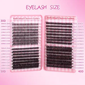 DIY individual lash book with 30D 40D 50D clusters sizes 9mm-16mm size chart