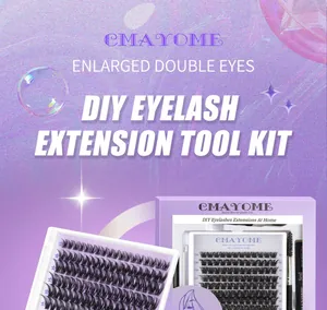 Dettaglio del kit extension ciglia fai-da-te con ciglia a ciuffetti e sigillante doppio