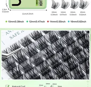 Detail showing 350 clusters DIY eyelash extensions in 10-16mm lengths with tweezers