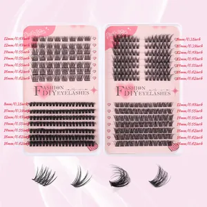 DIY Cluster-Wimpernset mit 8mm bis 16mm dicken D-Curl Volumenwimpern in rosa Verpackung