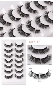 Λεπτομέρεια από ψεύτικες βλεφαρίδες DIY7-17 με μετρήσεις μήκους από 8mm έως 13mm