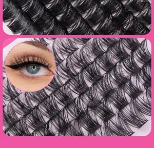 Detailed macro view of dense DIY lash clusters featuring natural curls and volume