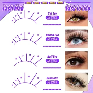 Kit extension ciglia finte fai-da-te con lash maps per stili Cat, Round e Half Eye