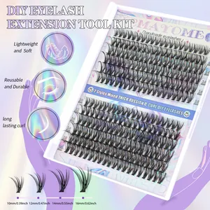 DIY 240 clusters D-curl Russian volume eyelash extensions kit with 10mm-16mm lengths