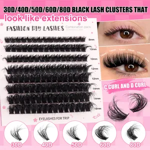 Kit d'extension de cils DIY avec densité 30D-80D et longueurs de 8 à 16 mm