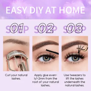 DIY eyelash extension kit with 30D and 40D clusters, tweezers, and glue brush set