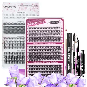 DIY individual lash extension kit with 30D/40D clusters, glue, remover and tweezers