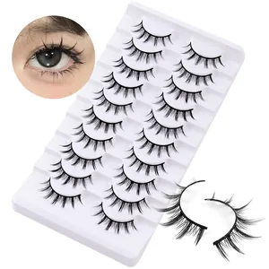 Barbie-Manga-Wimpernset mit 10 Paaren natürlichen, dicken, schwarzen künstlichen Wimpern