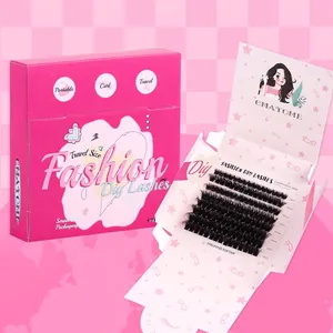 Kit d'extension de cils DIY en grappes de 8 à 16 mm dans un étui rose portable