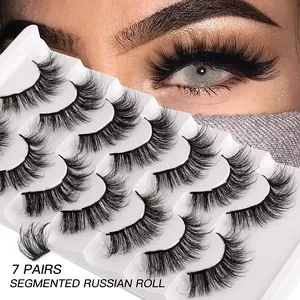 Σετ 7 ζευγών Russian Roll ψεύτικες βλεφαρίδες με πυκνό όγκο και έντονο αποτέλεσμα
