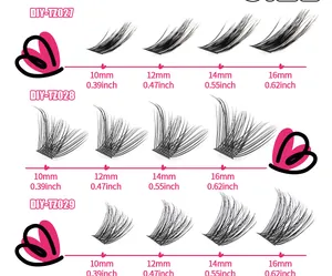 Größentabelle für Einzelwimpern mit Längen von 10mm bis 16mm für DIY-Wimpernverlängerungen