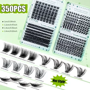 350pcs DIY individual lash clusters set with D curl Russian style in lengths 10-16mm