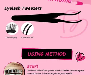 Close-up of 45-degree S-shaped stainless steel tweezers for lash extension precision