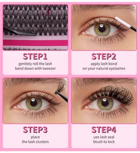 Schritt-für-Schritt-Anleitung zum Anbringen von Wimpernbüscheln mit Kleber und Pinzette