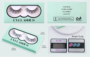 Vierteilige Detailansicht von Halloween-Wimpern mit Herz-Pailletten und deren Verpackung