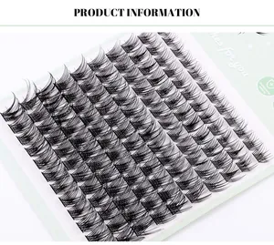 Close-up of curly cluster lashes on white tray featuring antibacterial material text